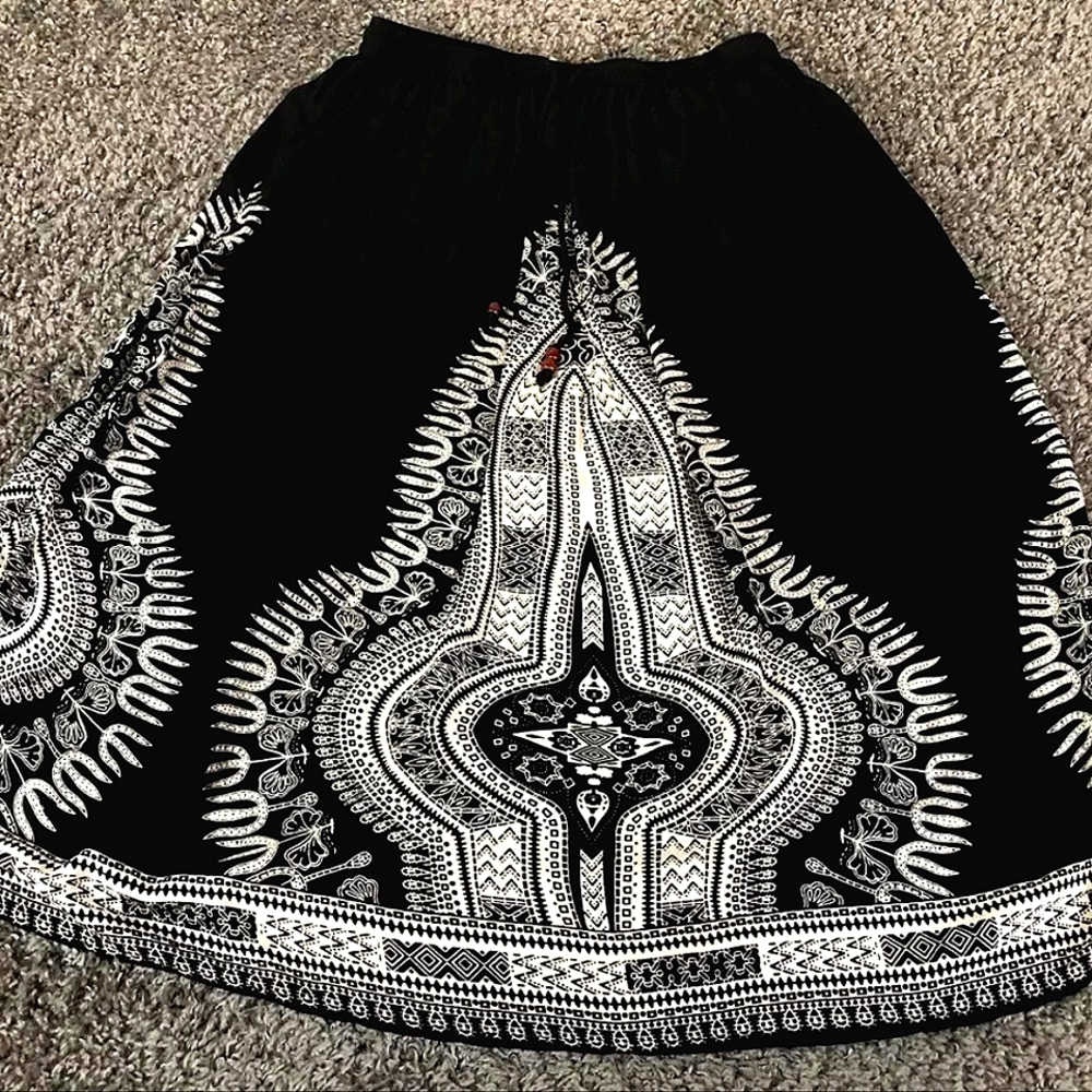 Gypsie Blu Boho Maxi Skirt Womens Large Pull-On Elastic Waist Fully Lined